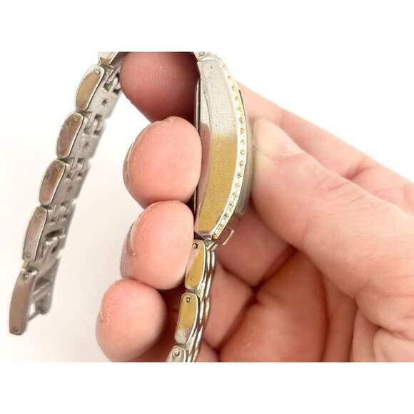 Liz Clairborne Silver T LIZ32SG Rhinestone Vintage Wristwatch - 22mm - WORKS! - Picture 9 of 12